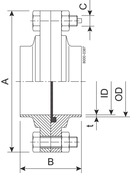 FLANGE COMPL 101.6-316L EPDM
